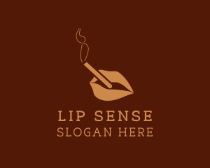 Cigarette Smoking Lips logo design