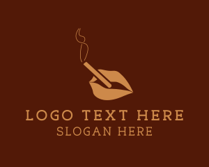 Smoker - Cigarette Smoking Lips logo design