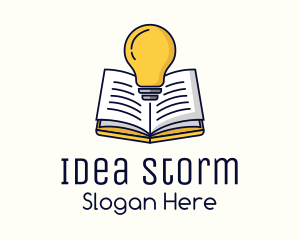 Brainstorm - Light Bulb Book logo design