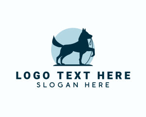 Siberian Husky - Dog Walking Leash logo design