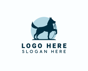 Dog Walking Leash Logo