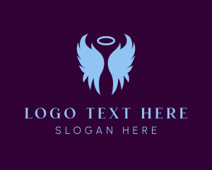 Heaven - Angel Wings Halo logo design