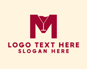 Liquor - Cocktail Glass Letter M logo design