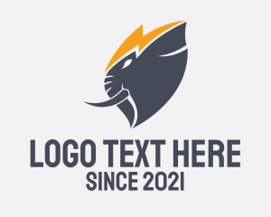 Fast - Gray Elephant Lightning logo design