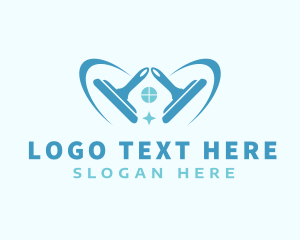 Squeegee - Blue Squeegee Cleaner logo design