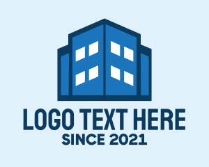 Land Developer - Blue Building Tower logo design
