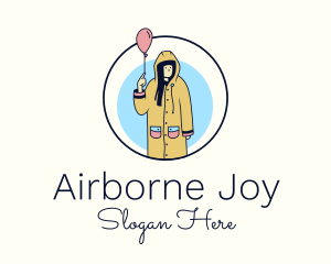 Balloon Raincoat Woman  logo design