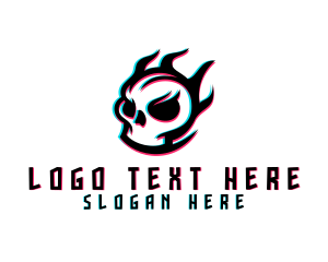 Anaglyph - Glitch Gaming Skull Fire logo design