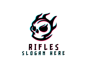 Glitch Gaming Skull Fire Logo