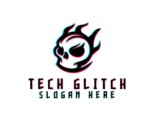 Glitch - Glitch Gaming Skull Fire logo design