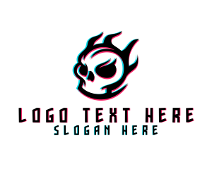 Esport - Glitch Gaming Skull Fire logo design