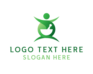 Healthy - Human Mortar Pestle logo design