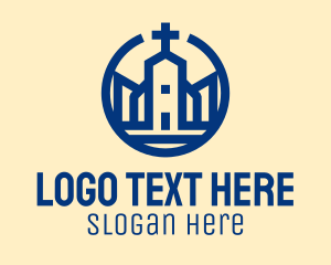 Minimalist - Minimalist Blue Church logo design