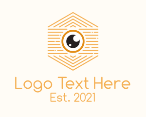 Photo Sharing - Hexagon Camera Outline logo design