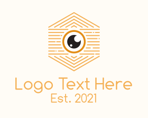 Camera Rental - Hexagon Camera Outline logo design