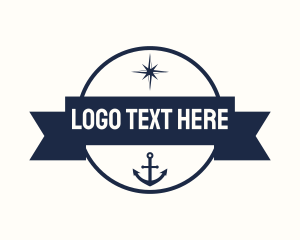 Charter Boat - Blue Sailor Navigation Badge logo design