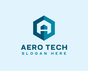 Hexagon Tech Letter A logo design