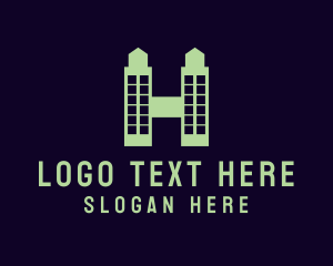 Black Building - Building Letter H logo design