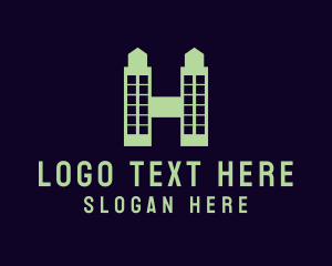 Land Developer - Building Letter H logo design