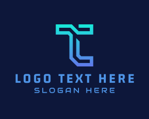 Internet - Cyber Technology Letter T logo design