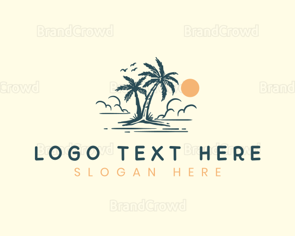 Palm Tree Vacation Beach Logo