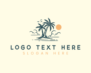 Palm Tree Vacation Beach Logo