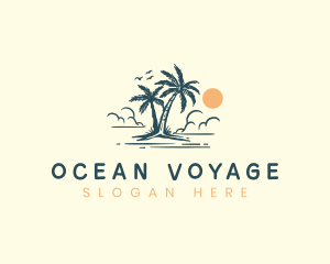 Palm Tree Vacation Beach logo design