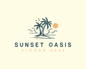 Palm Tree Vacation Beach logo design