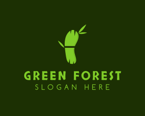 Green Bamboo Footprint logo design