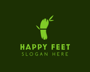 Foot - Green Bamboo Footprint logo design