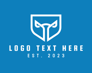Typography - Shield Horns Crest logo design