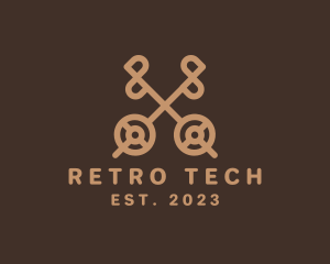 Retro Antique Key  logo design