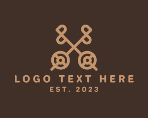 Lock - Retro Antique Key logo design