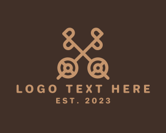 Retro Antique Key  logo design