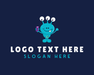 Smartphone - Cartoon Alien Creature logo design