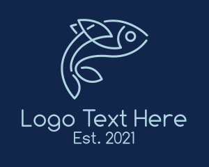Aquarium - Monoline Flying Fish logo design