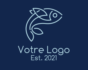 Underwater - Monoline Flying Fish logo design
