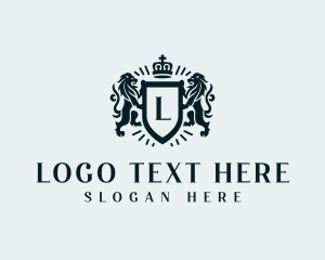 Heraldry - Crown Lion Insignia logo design