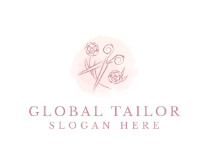 Tailoring Floral Scissors logo design