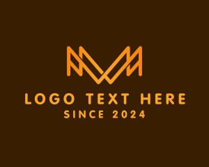 Orange - Outline Letter M Regal Crown logo design