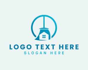 Clean - Blue Broomstick Cleaning logo design