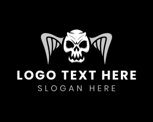 Rock N Roll - Scary Death Skull logo design