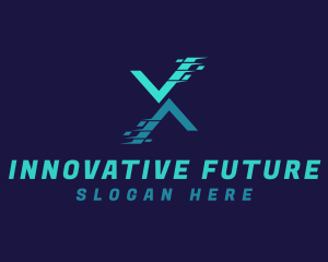 Future - Pixel Glitch Check Letter X logo design