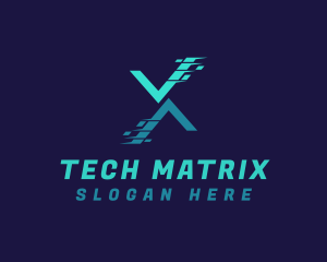 Matrix - Pixel Glitch Check Letter X logo design