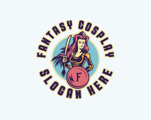 Cosplay - Female Warrior Avatar logo design
