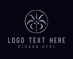 Bio - Metallic Silver Coconut Tree logo design