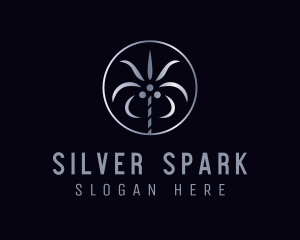 Silver - Metallic Silver Coconut Tree logo design