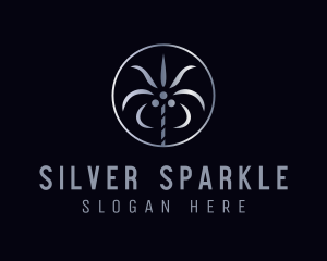 Silver - Metallic Silver Coconut Tree logo design