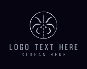 Tree - Metallic Silver Coconut Tree logo design