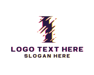 Distorted - Glitch Anaglyph Letter I logo design